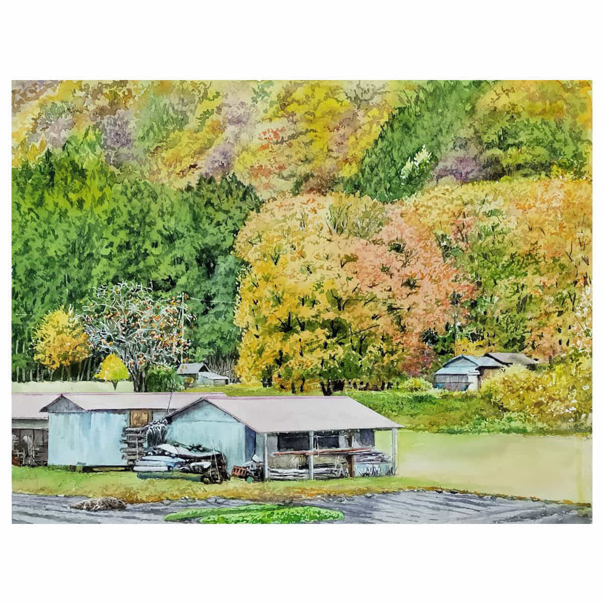 柿の木のある小屋