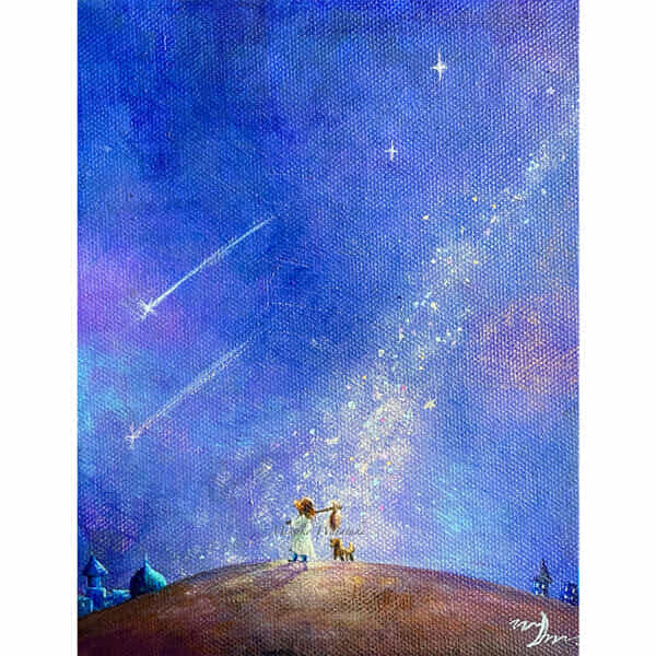 星屑の夜空を旅する少女と犬