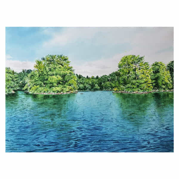 コバルト色の湖面