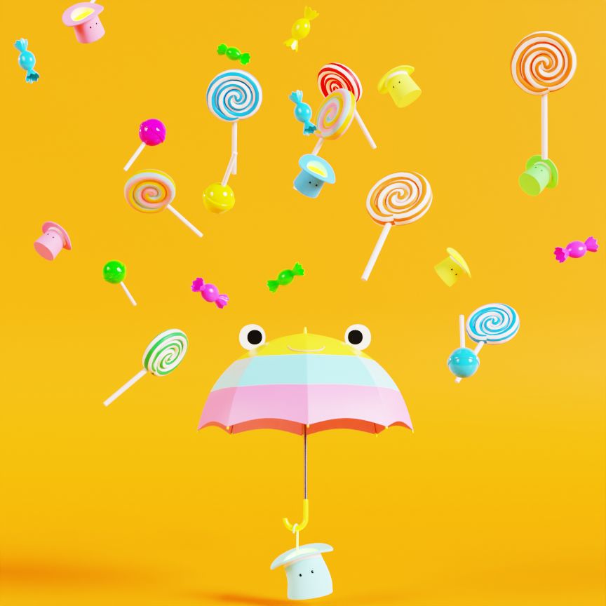 Magical hat! #11 Candy rain & umbrella<3D model>