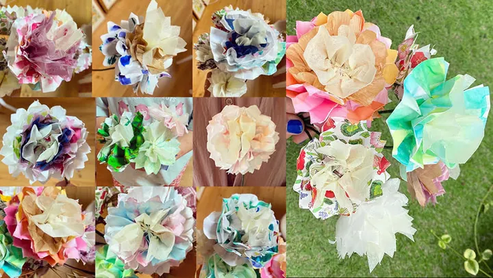 リユースペーパーで作る枯れないお花ワークショップ